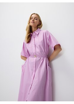 Reserved - Koszulowa sukienka midi z paskiem - fuksja ze sklepu Reserved w kategorii Sukienki - zdjęcie 173153889