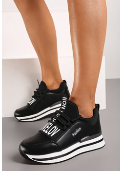 Czarne Wsuwane Sznurowane Sneakersy na Platformie Aplemia ze sklepu renee.pl w kategorii Buty sportowe damskie - zdjęcie 173246836