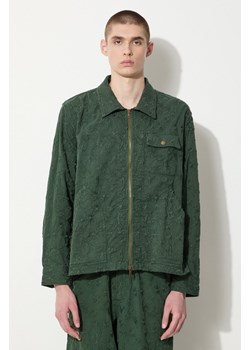 Corridor kurtka bawełniana Floral Embroidered Zip Jacket kolor zielony przejściowa oversize JKT0019 ze sklepu PRM w kategorii Kurtki męskie - zdjęcie 173257997