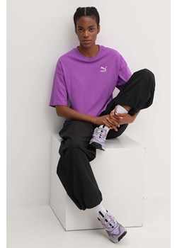 Puma t-shirt bawełniany damski kolor fioletowy 624226 ze sklepu PRM w kategorii Bluzki damskie - zdjęcie 173258168