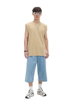 Cropp - Beżowa koszulka bez rękawów - beżowy ze sklepu Cropp w kategorii T-shirty męskie - zdjęcie 173276855