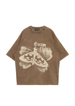 Cropp - T-shirt z nadrukiem acid wash - brązowy ze sklepu Cropp w kategorii T-shirty męskie - zdjęcie 173276878