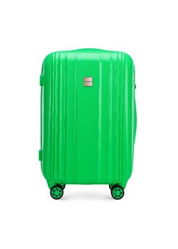 Średnia walizka z polikarbonu tłoczona plaster miodu zielona ze sklepu WITTCHEN w kategorii Walizki - zdjęcie 173277086