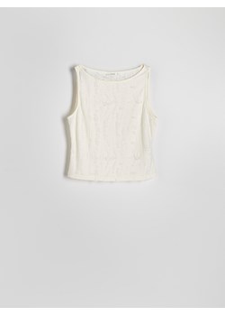 Reserved - Top z domieszką wiskozy - złamana biel ze sklepu Reserved w kategorii Bluzki damskie - zdjęcie 173277288
