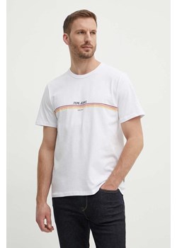 Pepe Jeans t-shirt bawełniany ADUR męski kolor biały z nadrukiem PM509427 ze sklepu ANSWEAR.com w kategorii T-shirty męskie - zdjęcie 173280856
