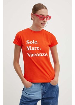 Drivemebikini t-shirt Sole Mare Vacanze damski kolor pomarańczowy ze sklepu ANSWEAR.com w kategorii Bluzki damskie - zdjęcie 173281038
