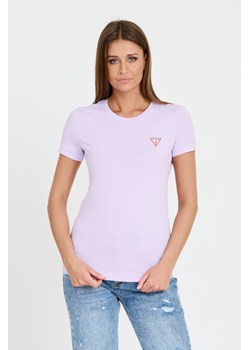GUESS Lawendowy t-shirt Mini Triangle Tee, Wybierz rozmiar L ze sklepu outfit.pl w kategorii Bluzki damskie - zdjęcie 173281525