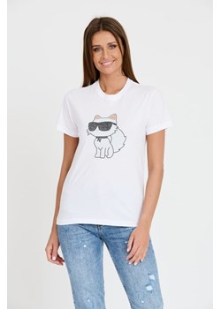 KARL LAGERFELD Biały t-shirt Ikonik 2.0, Wybierz rozmiar L ze sklepu outfit.pl w kategorii Bluzki damskie - zdjęcie 173284459