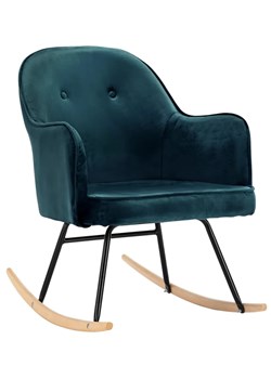Niebieski aksamitny fotel bujany – Revers ze sklepu Edinos.pl w kategorii Fotele - zdjęcie 173284978