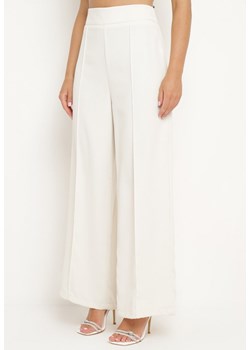 Beżowe Spodnie o Szerokim Garniturowym Kroju z Wysokim Stanem Rissetta ze sklepu Born2be Odzież w kategorii Spodnie damskie - zdjęcie 173285935