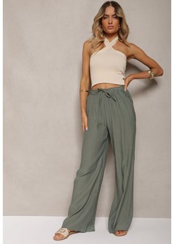Ciemnozielone Spodnie Materiałowe z Marszczoną Gumką Pimpernel ze sklepu Renee odzież w kategorii Spodnie damskie - zdjęcie 173285987