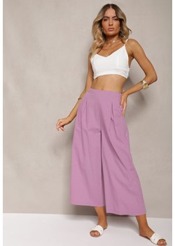 Fioletowe Szerokie Spodnie z Gumką w Pasie Vithan ze sklepu Renee odzież w kategorii Spodnie damskie - zdjęcie 173286017