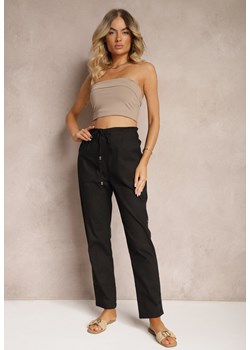 Czarne Spodnie z Regularnym Stanem Ściągane Sznurkiem Aryle ze sklepu Renee odzież w kategorii Spodnie damskie - zdjęcie 173286037