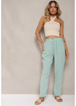 Jasnozielone Spodnie z Regularną Talią z Gumką i Sznurkiem w Pasie Cerinda ze sklepu Renee odzież w kategorii Spodnie damskie - zdjęcie 173286059