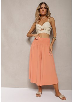 Pomarańczowe Spodnie Szerokie Luźne High Waist Inestria ze sklepu Renee odzież w kategorii Spodnie damskie - zdjęcie 173286077