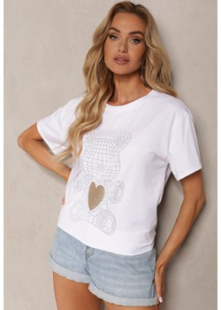Biały Casualowy Bawełniany T-shirt z Nadrukiem z Przodu Risamae ze sklepu Renee odzież w kategorii Bluzki damskie - zdjęcie 173286169