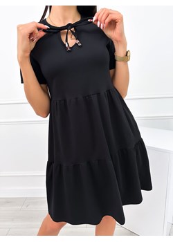 Czarna Sukienka z Wiązaniem ze sklepu ModnaKiecka.pl w kategorii Sukienki - zdjęcie 173287888