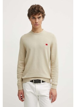 HUGO sweter bawełniany kolor beżowy lekki ze sklepu ANSWEAR.com w kategorii Swetry męskie - zdjęcie 173288099