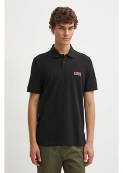 HUGO polo bawełniane kolor czarny gładki 50516651 ze sklepu ANSWEAR.com w kategorii T-shirty męskie - zdjęcie 173288159