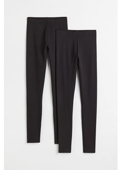 H & M - Dżersejowe legginsy 2-pak - Czarny ze sklepu H&M w kategorii Spodnie damskie - zdjęcie 173289555