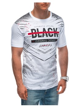 T-shirt męski z nadrukiem 1936S - biały ze sklepu Edoti w kategorii T-shirty męskie - zdjęcie 173290917