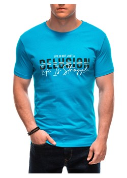 T-shirt męski z nadrukiem 1963S - niebieski ze sklepu Edoti w kategorii T-shirty męskie - zdjęcie 173290946