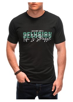 T-shirt męski z nadrukiem 1963S - czarny ze sklepu Edoti w kategorii T-shirty męskie - zdjęcie 173290956