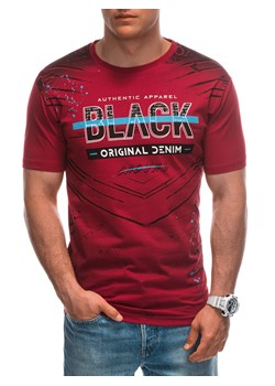 T-shirt męski z nadrukiem 1936S - czerwony ze sklepu Edoti w kategorii T-shirty męskie - zdjęcie 173290969