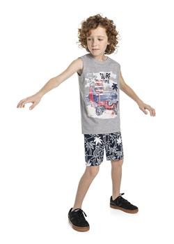 Komplet chłopięcy t-shirt z autem i granatowe spodenki ze sklepu 5.10.15 w kategorii Piżamy dziecięce - zdjęcie 173291929