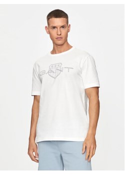 Gant T-Shirt Logo 2005143 Écru Regular Fit ze sklepu MODIVO w kategorii T-shirty męskie - zdjęcie 173292605