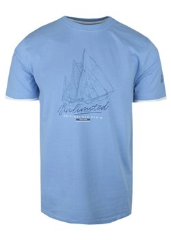 T-Shirt Męski - Niebieska z Motywem Żaglowca - Pako Jeans TSPJNS13stormNB ze sklepu JegoSzafa.pl w kategorii T-shirty męskie - zdjęcie 173293157