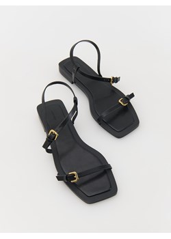 Reserved - Skórzane sandały z paskami - czarny ze sklepu Reserved w kategorii Sandały damskie - zdjęcie 173295578