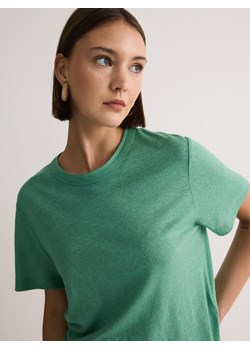 Reserved - T-shirt z wiskozą i lnem - jasnozielony ze sklepu Reserved w kategorii Bluzki damskie - zdjęcie 173295776