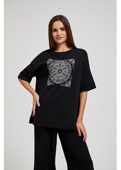 Bluzka oversize z krótkimi rękawami czarna ze sklepu Moodo.pl w kategorii Bluzki damskie - zdjęcie 173296065