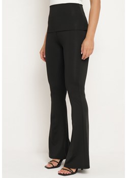 Czarne Modelujące Spodnie Dzwony z Wiskozą i Wysokim Stanem Gablea ze sklepu Born2be Odzież w kategorii Spodnie damskie - zdjęcie 173296217