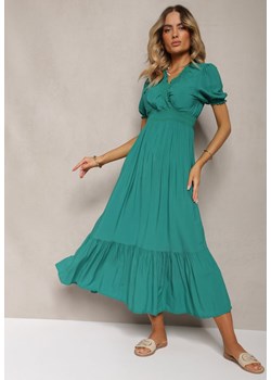 Ciemnozielona Boho Sukienka z Bawełny o Kopertowym Fasonie Rissatina ze sklepu Renee odzież w kategorii Sukienki - zdjęcie 173296699