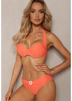 Pomarańczowe   Bikini Stanik Wiązany na Szyi z Usztywnieniem Majtki z Metalową Ozdobą Ilefia ze sklepu Renee odzież w kategorii Stroje kąpielowe - zdjęcie 173296776