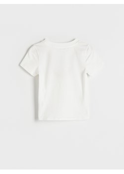 Reserved - Baweniany t-shirt basic - złamana biel ze sklepu Reserved w kategorii Bluzki dziewczęce - zdjęcie 173299287