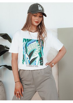 T-shirt damski z nadrukiem MUYUMBA biały Dstreet RY2620 ze sklepu DSTREET.PL w kategorii Bluzki damskie - zdjęcie 173300047