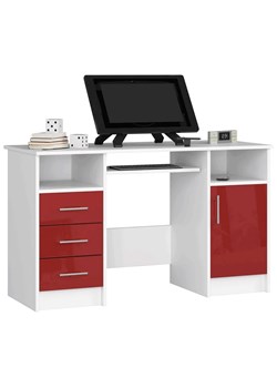 Biało-czerwone biurko z szufladami połysk - Delian 4X ze sklepu Edinos.pl w kategorii Biurka i sekretarzyki - zdjęcie 173300319