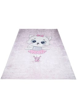 Różowy dywan dziecięcy z kotkiem baletnicą - Puso 3X ze sklepu Edinos.pl w kategorii Tekstylia dziecięce - zdjęcie 173300559