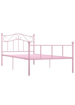 Różowe minimalistyczne łóżko z metalu 90x200 cm - Okla ze sklepu Edinos.pl w kategorii Łóżka i materace - zdjęcie 173300719