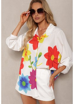 Biało-Niebieska Casualowa Koszula z Kwiatami Risanette ze sklepu Renee odzież w kategorii Koszule damskie - zdjęcie 173301555