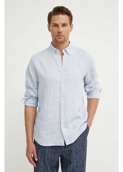 Les Deux koszula lniana kolor niebieski regular ze sklepu ANSWEAR.com w kategorii Koszule męskie - zdjęcie 173301918