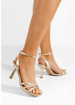 Złote sandały na szpilce Elimona ze sklepu Zapatos w kategorii Sandały damskie - zdjęcie 173304529