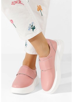Różowe półbuty damskie skórzane Kally ze sklepu Zapatos w kategorii Półbuty damskie - zdjęcie 173304535