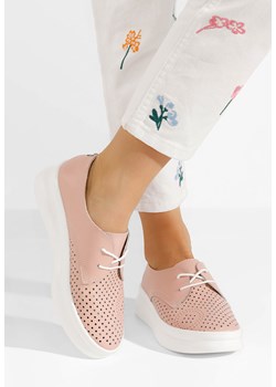 Różowe półbuty damskie skórzane Seirra ze sklepu Zapatos w kategorii Trampki damskie - zdjęcie 173304536