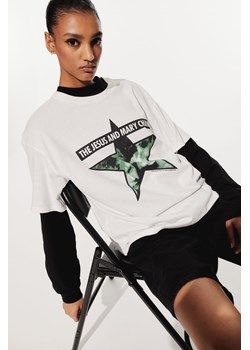 H & M - T-shirt oversize z nadrukiem - Biały ze sklepu H&M w kategorii Bluzki damskie - zdjęcie 173305578