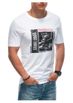 T-shirt męski z nadrukiem 1952S - biały ze sklepu Edoti w kategorii T-shirty męskie - zdjęcie 173307835