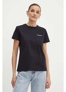 Karl Lagerfeld t-shirt bawełniany damski kolor czarny 245W1714 ze sklepu ANSWEAR.com w kategorii Bluzki damskie - zdjęcie 173310158